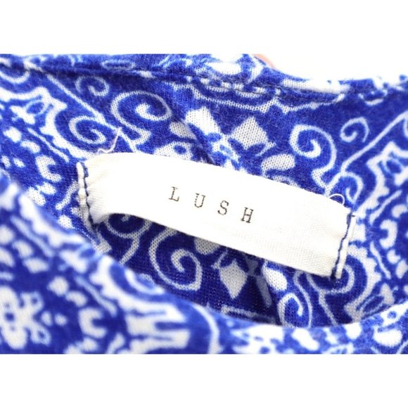 Lush Mediterranean Spaghetti Strap Maxi Blue White Pattern Soft Sun Dress S - Picture 6 of 9